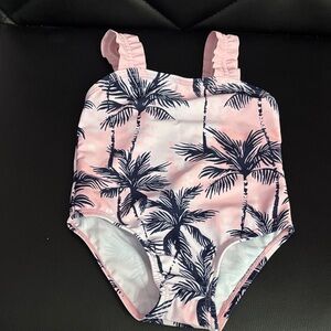 Pink Palm Tree Kids Swimsuit with cover up